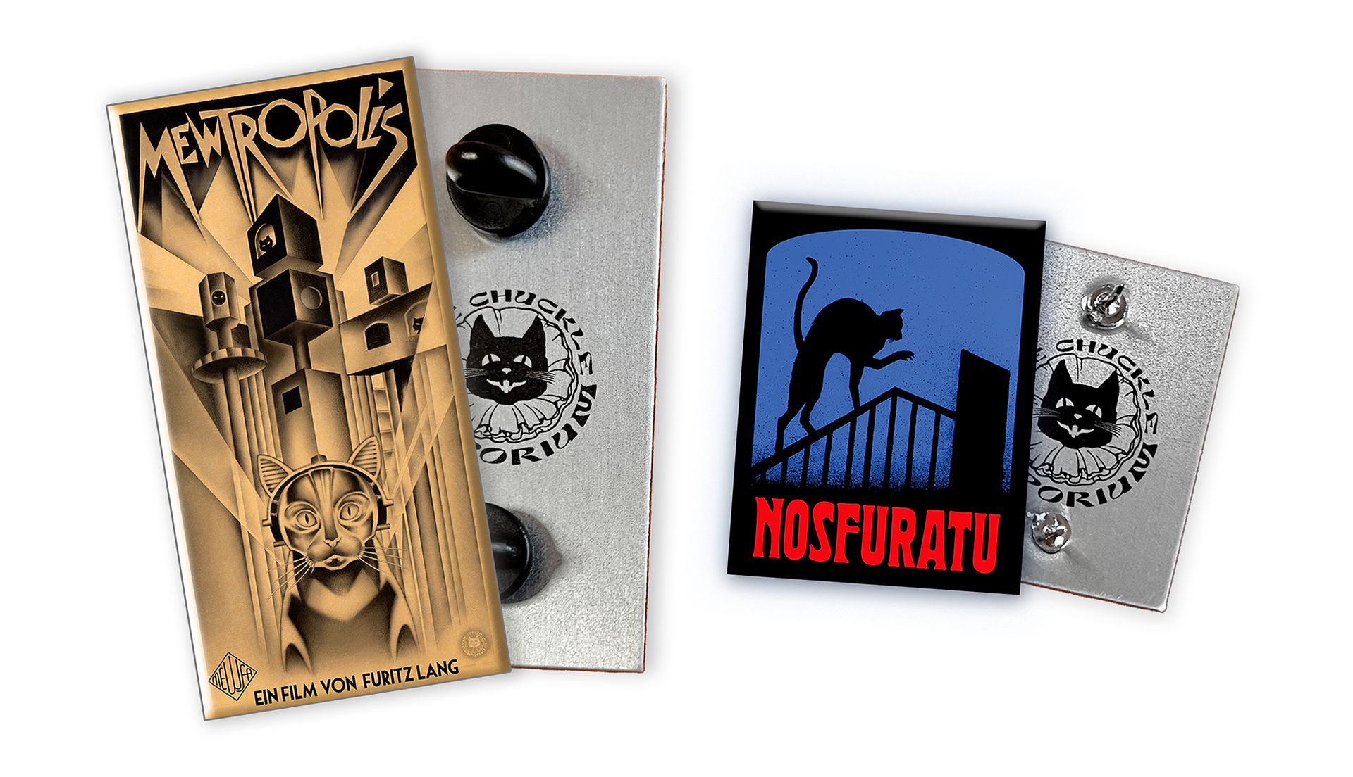 洋書 MOHLITZ DESSINS MEWTROPOLIS & NOSFURATU metal pin set – The Chuckle Emporium